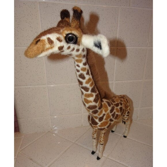 Handmade Needle Felting Giraffe wool roving handcrafted needle felted animal - Picture 5 of 10